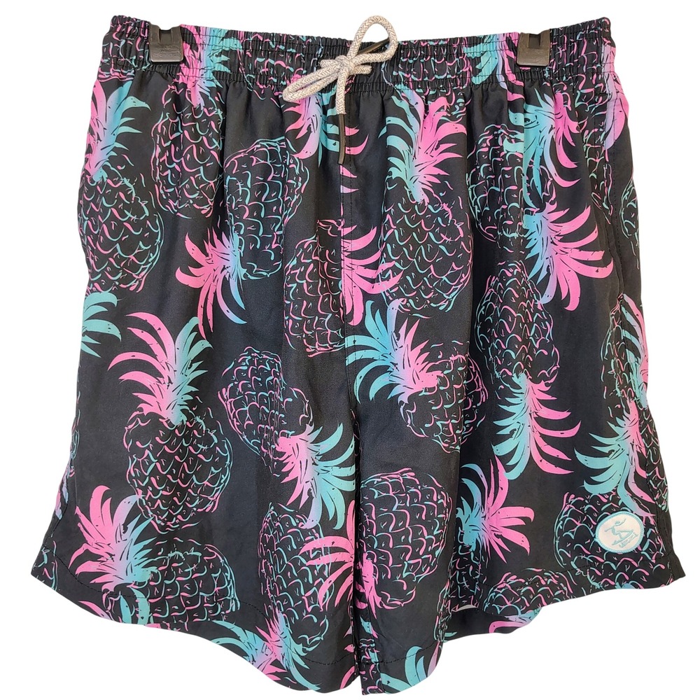 Uzzi Mens XXL Swim Trunks Neon Pineapple Black Pink Blue Board Shorts 2014